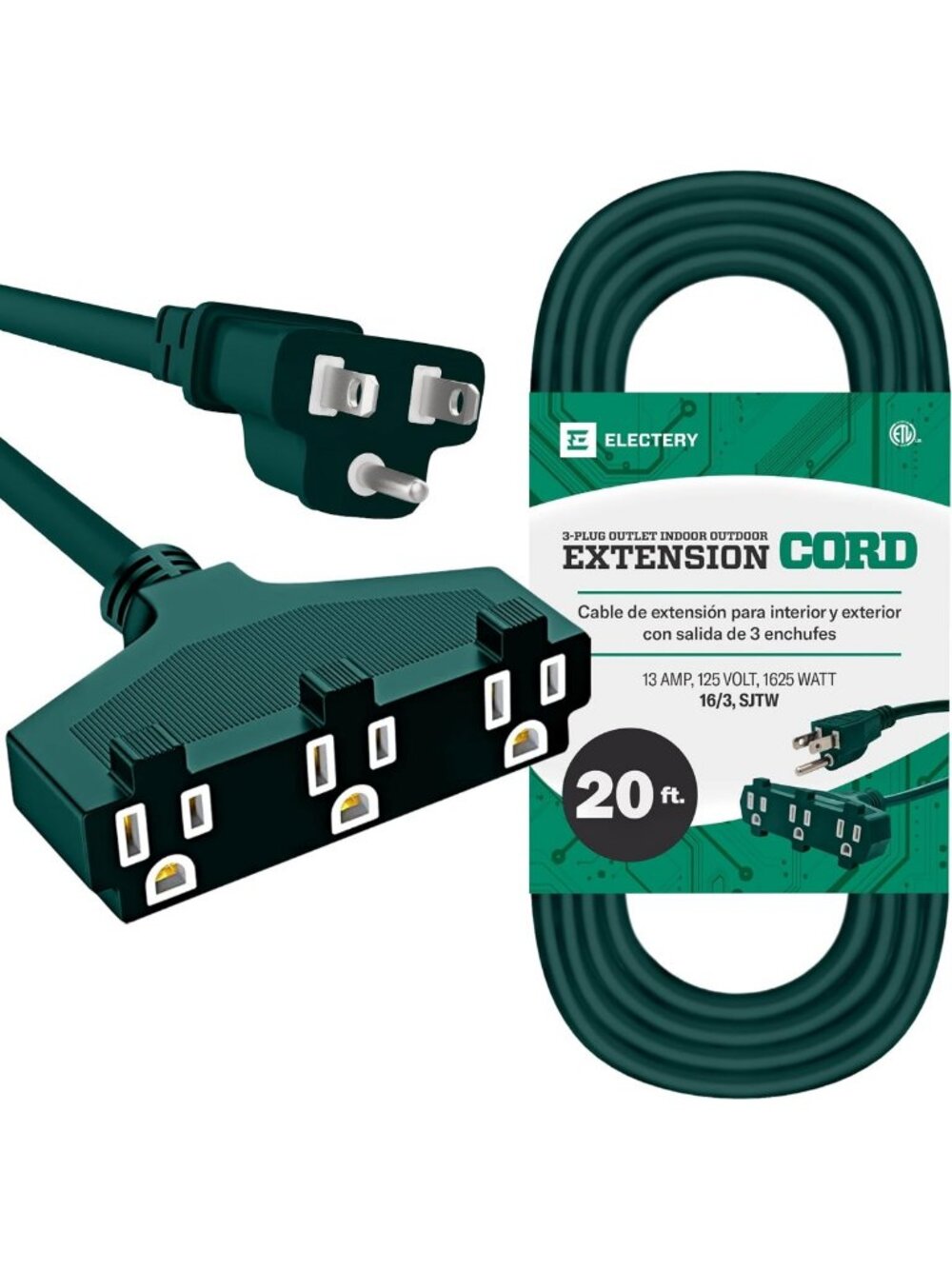 20 Ft Outdoor Extension Cord with Multiple Plugs - Waterproof Power Strip for